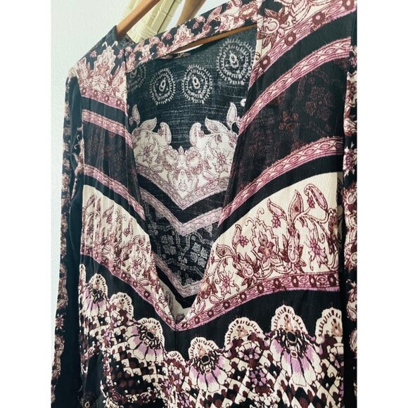 Free People Boho Oversized long sleeve mini Dress SzS - Picture 7 of 8